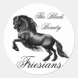 Sticker Rond Friesians, lettre noire