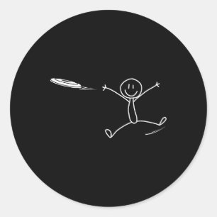 Sticker Rond Frisbee Stickman Disc Golf Drôle de Frisbee ultime