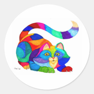 Sticker Rond Frisky cat