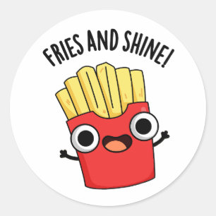 Sticker Rond Frites Et Brille Blagues Nourriture Drôle 