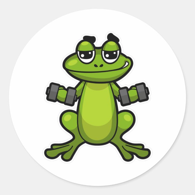 Sticker Rond Frog à Biceps entraînement avec Dumbbells (Devant)