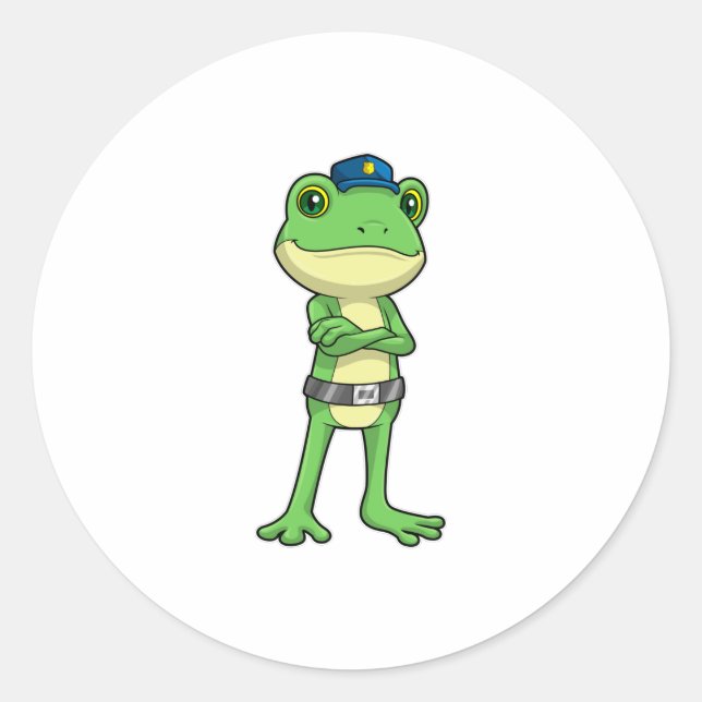 Sticker Rond Frog as Police officer with Police hat (Devant)