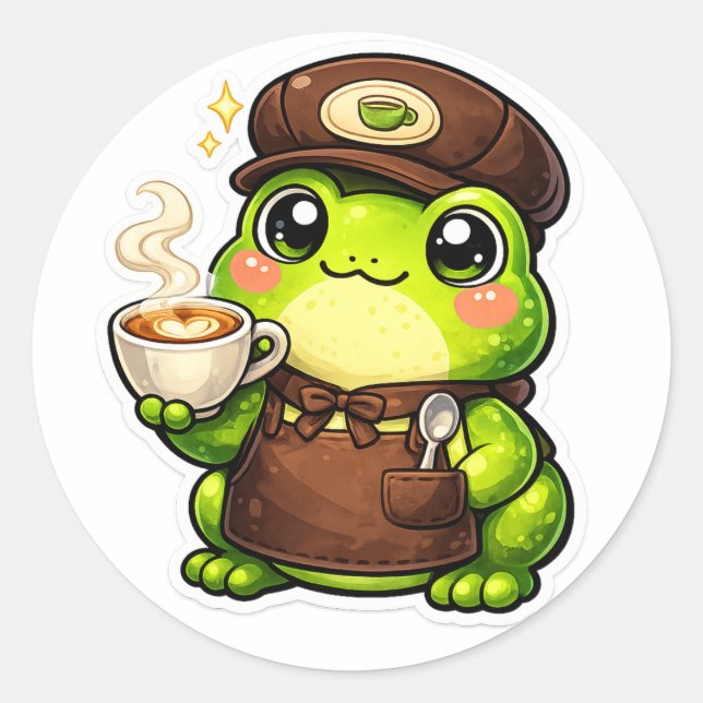Sticker Rond Frog Barista (Devant)