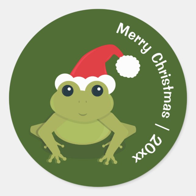Sticker Rond Frog Père Noël Joyeux Noël (Devant)