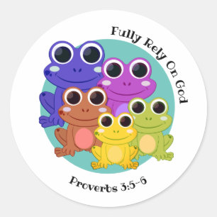 Sticker Rond FROG Se fier entièrement à Dieu chrétien