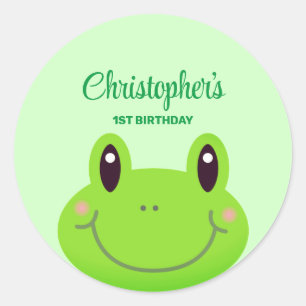 Sticker Rond Froggy party anniversaire de enfant à thème vert