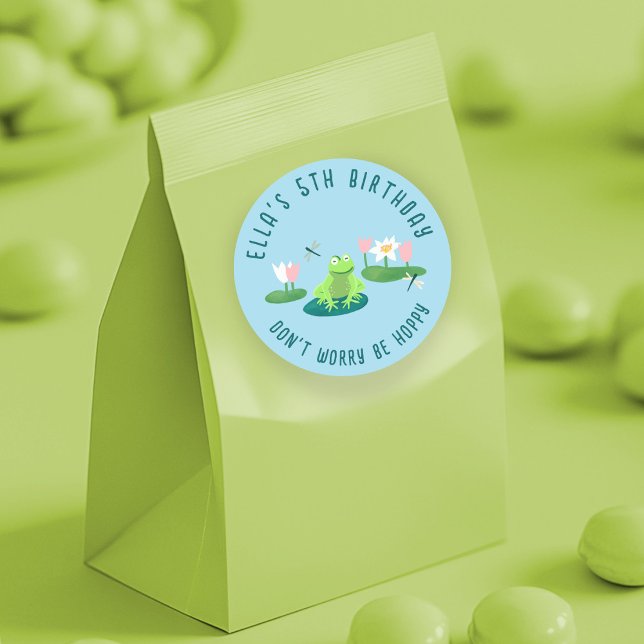 Sticker Rond Frogs and Lily Pads Cute Birthday Kids CUSTOM (Frogs and Lily Pads Cute Birthday Kids CUSTOM Classic Round Sticker
)