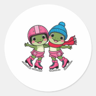 Sticker Rond Frogs Patinage sur glace