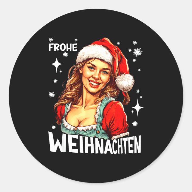 Sticker Rond Frohe Weihnachten German Christmas  (Devant)