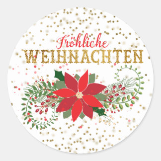 Sticker Rond Frohliche Weihnachten Gold Parties scintillant Poi