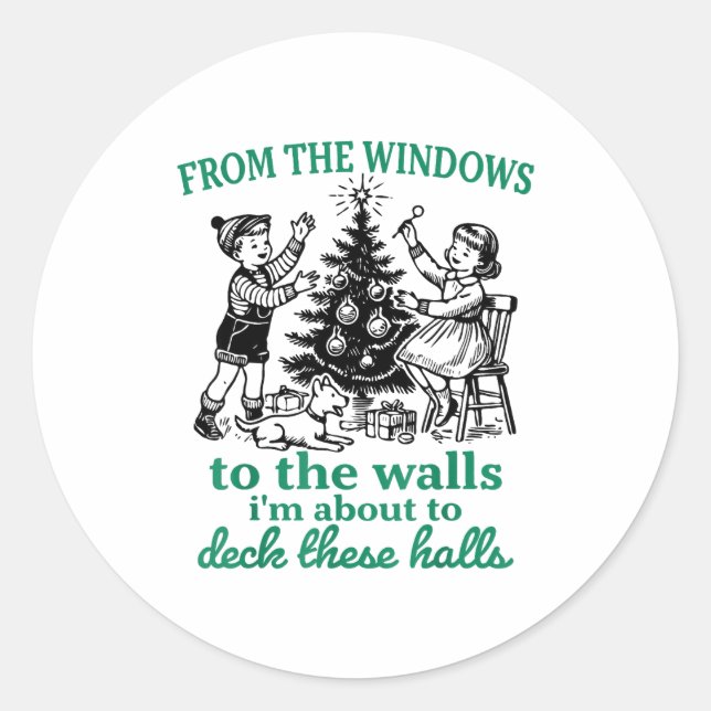 Sticker Rond From The Windows To The Walls Funny Christmas Tree (Devant)