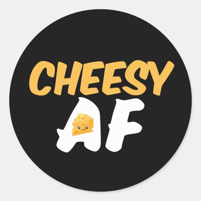 Sticker Rond Fromage AF Amusant et fromage mignon (Devant)