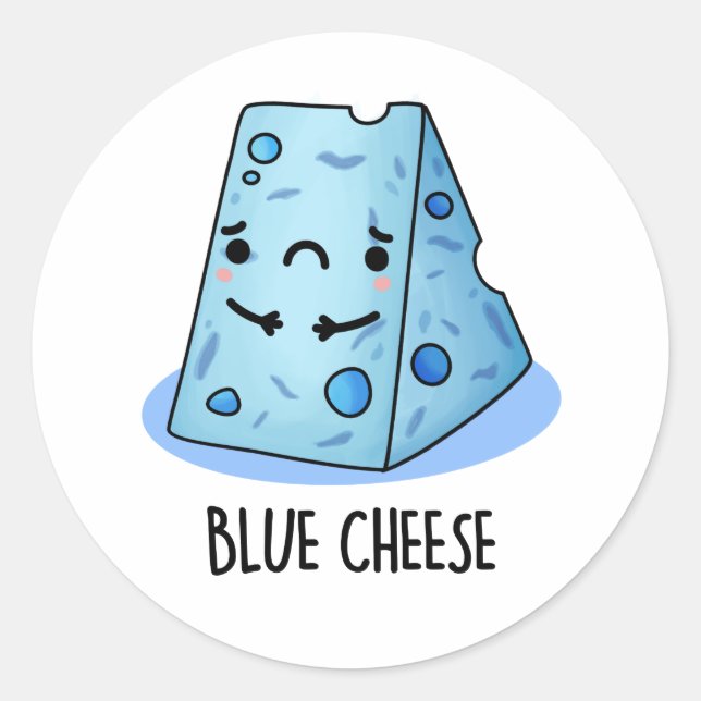 Sticker Rond Fromage Bleu Drôle Pun Triste (Devant)