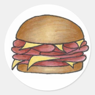 Sticker Rond Fromage de jambon et de cheddar Sandwich Déjeuner 