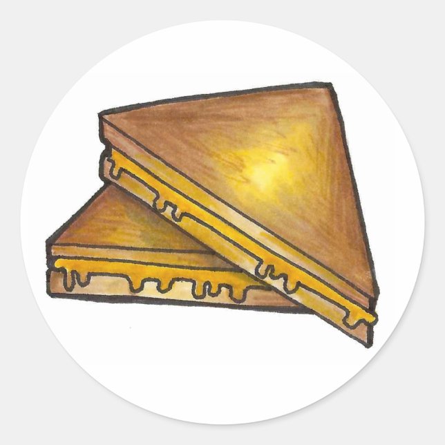 Sticker Rond Fromage grillé au cheddar sandwich au déjeuner (Devant)