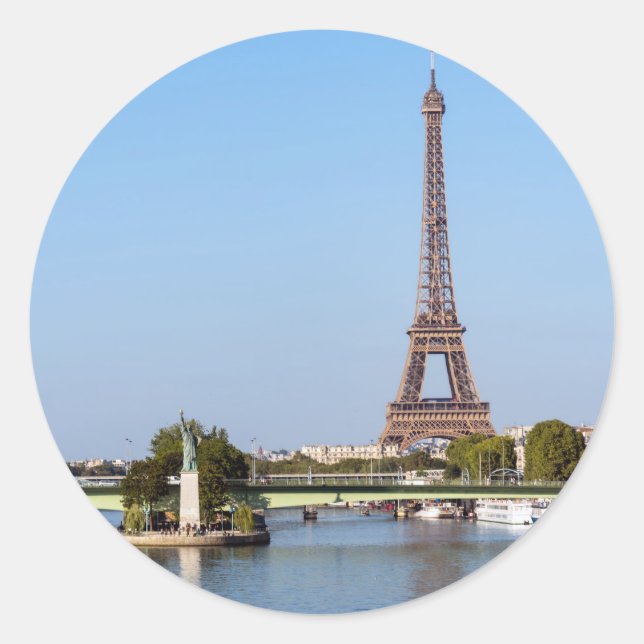 Sticker Rond Front de Seine et Tour Eiffel - Paris, France (Devant)