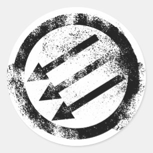 Sticker Rond Front en fer anti-fasciste en état de détresse