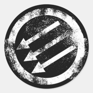 Sticker Rond Front en fer anti-fasciste en état de détresse
