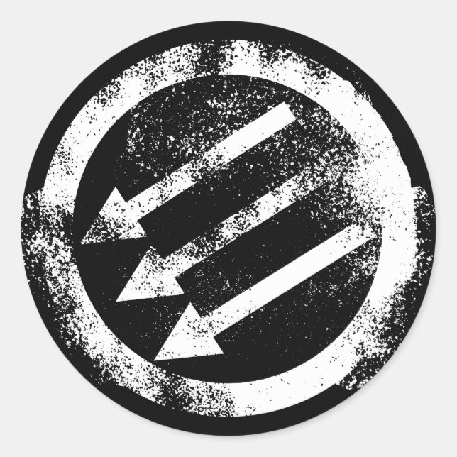 Sticker Rond Front en fer anti-fasciste en état de détresse (Devant)