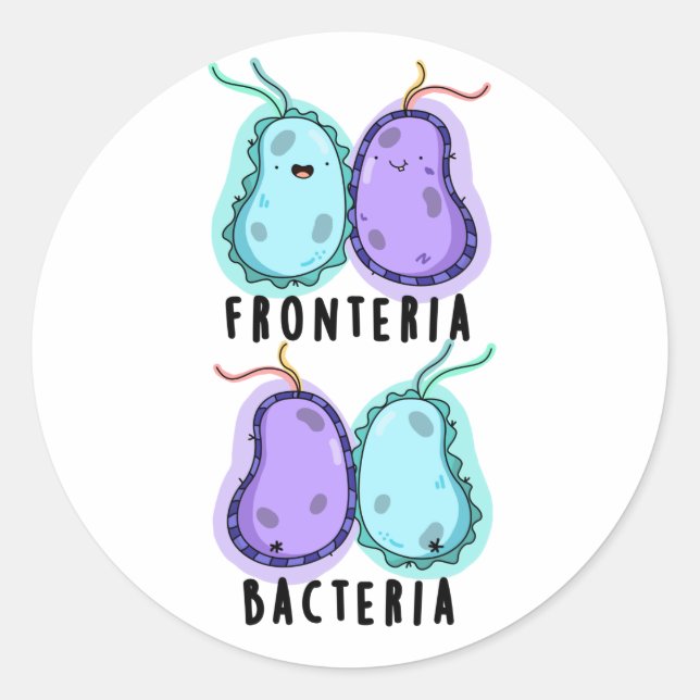 Sticker Rond Fronteria Bactéries Funky Biology Pun (Devant)