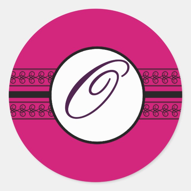 Sticker Rond Frontières Mariages Monogrammes Rasberry Profond (Devant)