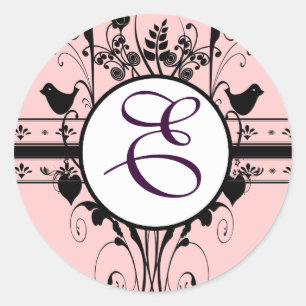 Sticker Rond Frontières Vintages Mariage Monogramme