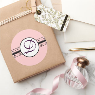 Sticker Rond Frontières Vintages Mariage Monogramme