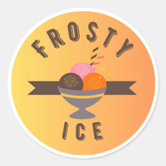 Sticker Rond Frosty Ice – Retro Ice Cream Sundae Logo