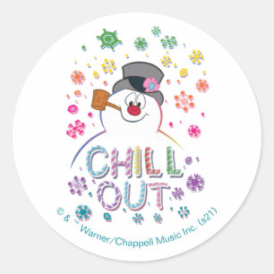 Sticker Rond Frosty the Snowman™   Couleurs arc-en-ciel "Refroi