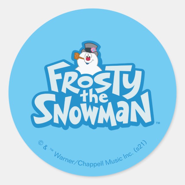 Sticker Rond Frosty the Snowman™ | Logo empilé gelé (Devant)