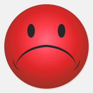 Sticker Rond Frownie rouge font face à l'autocollant