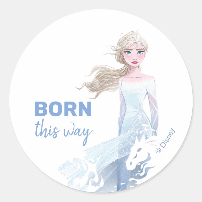 Sticker Rond Frozen 2 : Illustration de l'aquarelle Elsa (Devant)