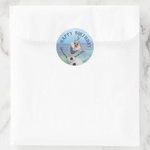 Sticker Rond Frozen 2 - Olaf Joyeux Anniversaire