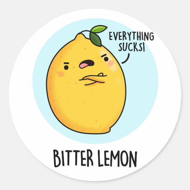 Sticker Rond Fruit amer Citron amusant Pun de fruits (Devant)