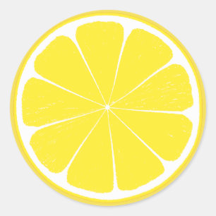 Sticker Rond Fruit Citrus jaune clair Conception de tranches de
