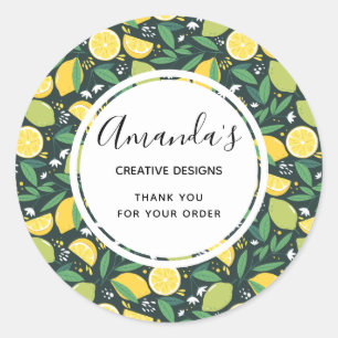 Sticker Rond Fruit de citron jaune et de citron vert Motif