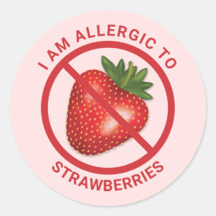 Sticker Rond Fruit De Fraise Rouge Sur Sensibilisation À L'Alle