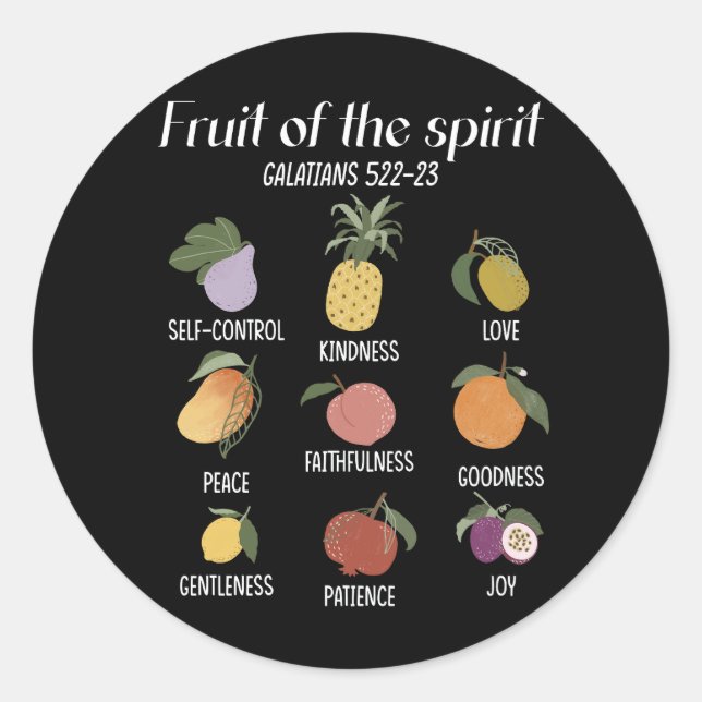 Sticker Rond Fruit De L'Esprit Foi Chrétienne Jésus Dieu Amour (Devant)
