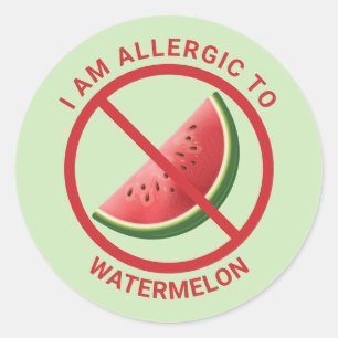 Sticker Rond Fruit De Pastèque Sur Sensibilisation À L'Allergie