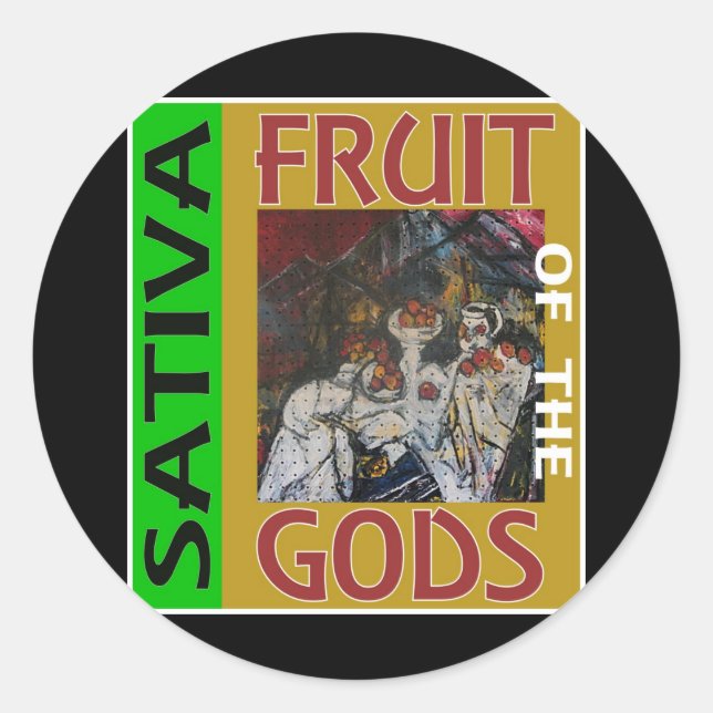 STICKER ROND FRUIT DES DIEUX SATIVA (Devant)