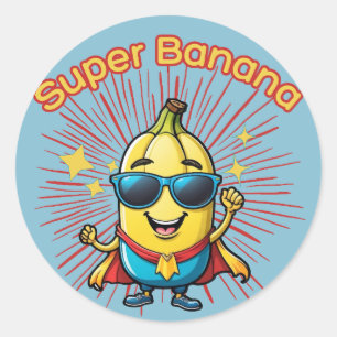 Sticker Rond Fruit Hero : Super Aventure Banane kawaii