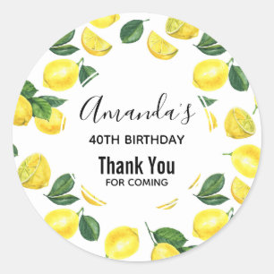Sticker Rond Fruit Motif aux citrons jaunes Aquarelle