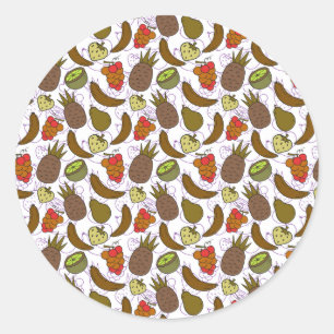 Sticker Rond Fruit motif transparent   motif de surface de frui