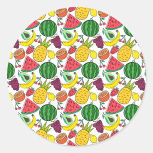 Sticker Rond Fruit motif transparent   motif de surface de frui