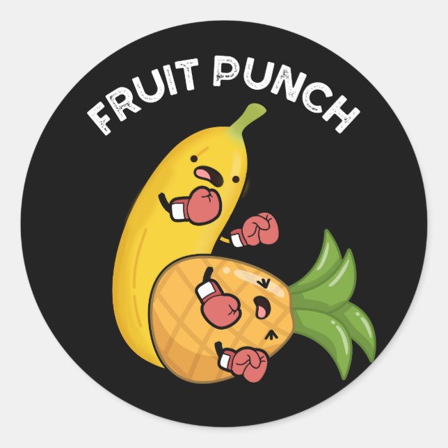 Sticker Rond Fruit Punch Drôle Boisson Pun Dark BG (Devant)