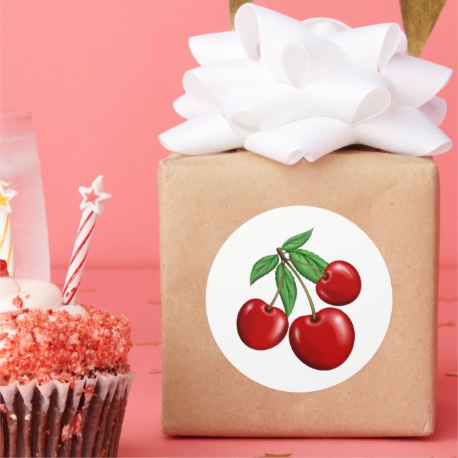 Sticker Rond Fruit Red Cherries (Fête)