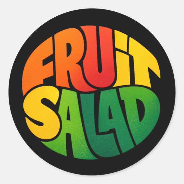 Sticker Rond FRUIT SALAD – Bold Circular Typography Design (Devant)