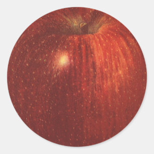 Sticker Rond Fruit vintage, Pomme délicieuse Rouge bio