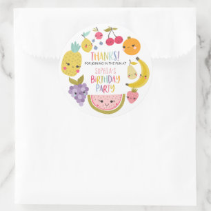 Sticker Rond Fruité Anniversaire Fête Merci Favoriser