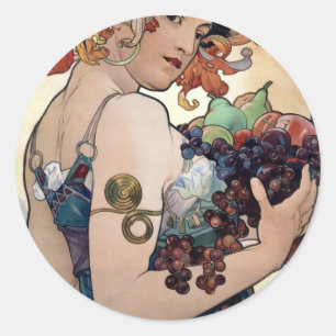 Sticker Rond Fruits d'Alfons Mucha 1897